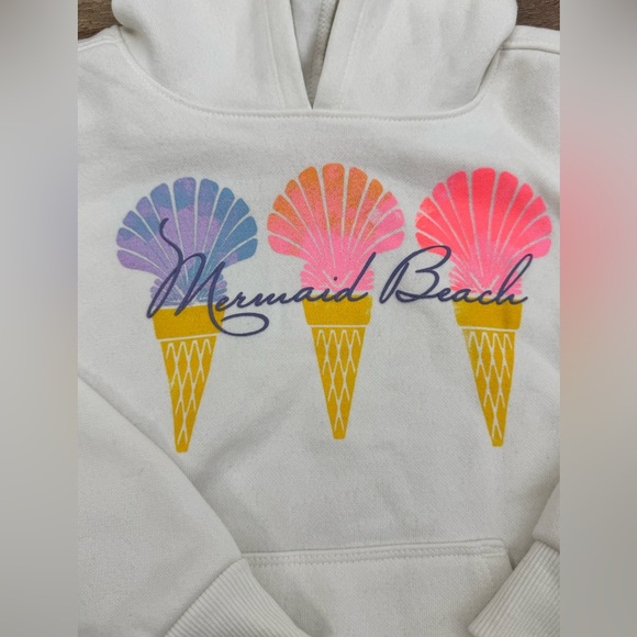 Cat & Jack Mermaid Beach' Fleece Pullover Sweatshirt - Cream XS, NWT - Picture 5 of 6